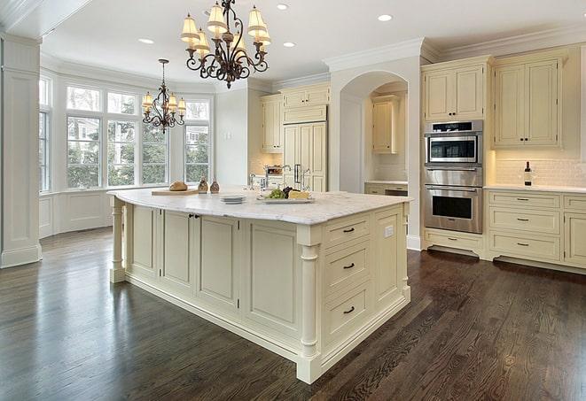 close-up of textured laminate flooring in a kitchen in Fairfield OH